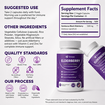 Tonava Gut Support Complex with Elderberry, Zinc & Vitamin C