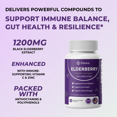 Tonava Gut Support Complex with Elderberry, Zinc & Vitamin C